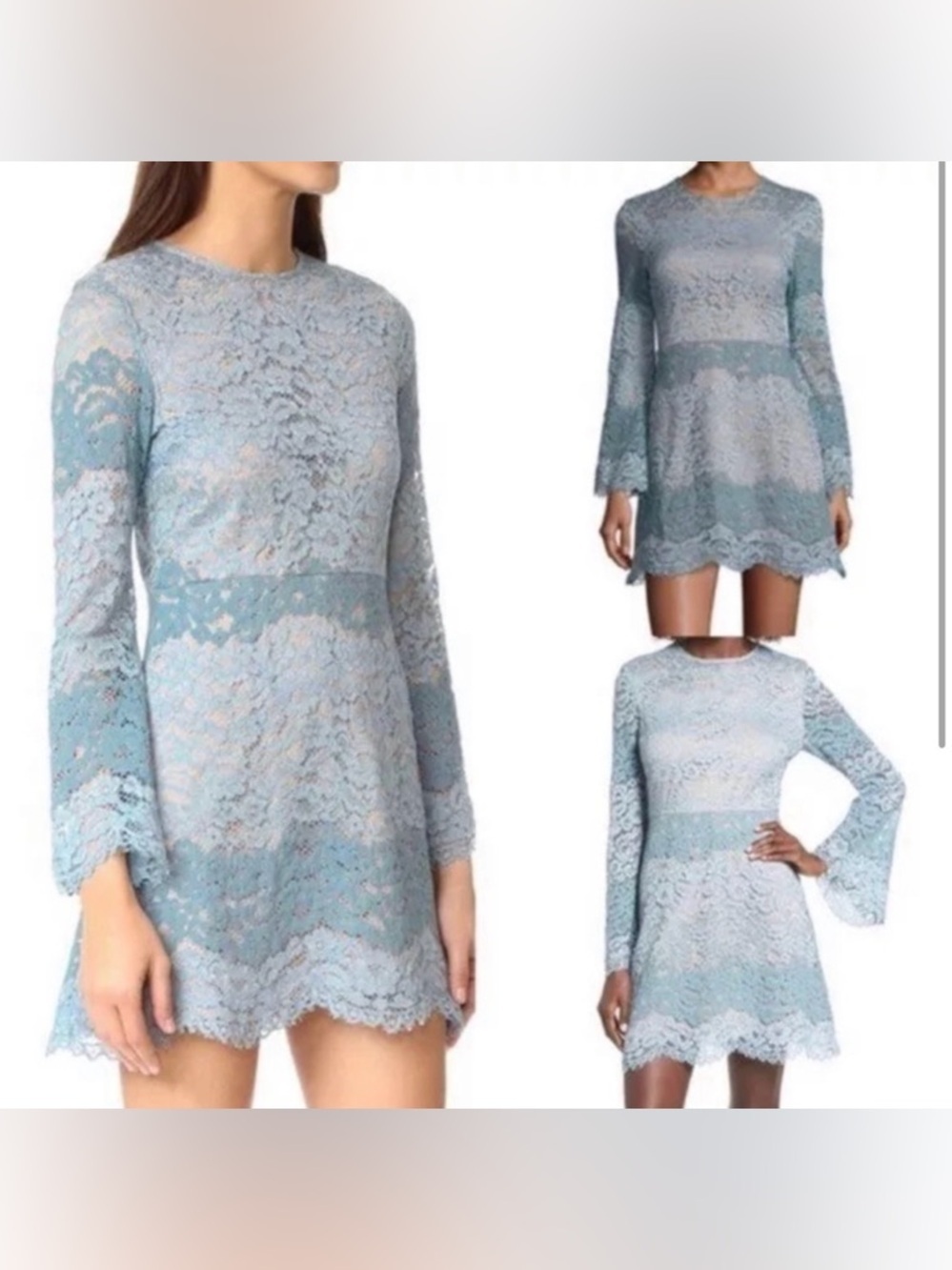 Wayf Light Blue Lace Mini Dress